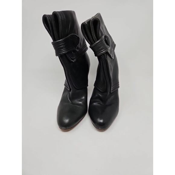 FRYE Black Leather Boot AVA Button Fold High Heel Bootie Size 8.5 - Picture 6 of 12